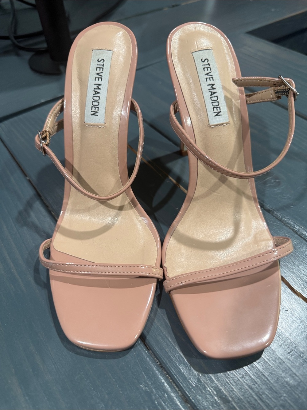 Steve Madden Nude Blush Patent Strap Heeled Sandals